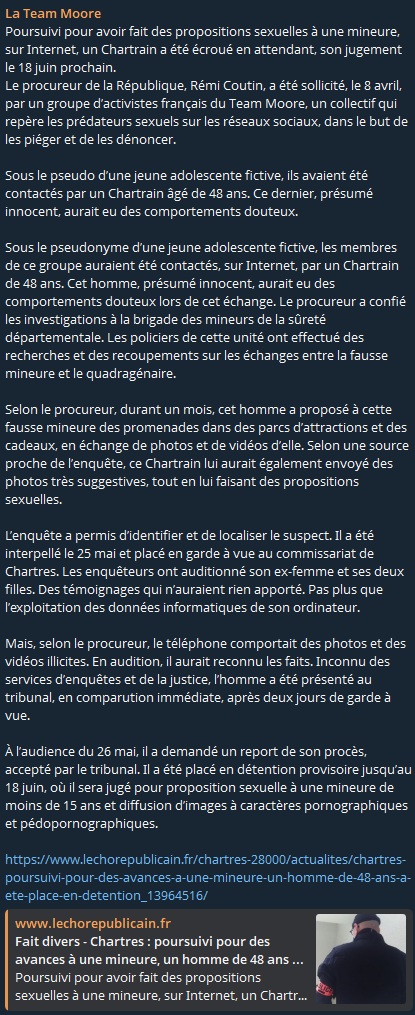 Chartres : poursuivi pour des avances à une mineure, un homme de 48 ans a été placé en détention Chartres : poursuivi pour des avances à une mineure, un homme de 48 ans a été placé en détention