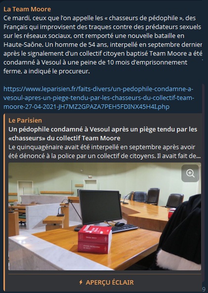 Un pédophile condamné à Vesoul après un piège tendu par les «chasseurs» du collectif Team Moore Un pédophile condamné à Vesoul après un piège tendu par les «chasseurs» du collectif Team Moore